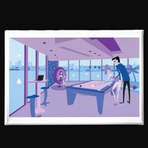 SHAG - Billiards - Canvas Wall Poster Print - Modern Retro - 24 x 36 inch
